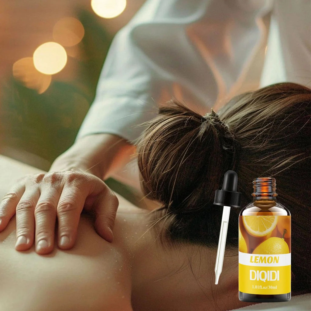 Lemon essential oil, skin care, massage, bath, spa, fragrance oil, diffuser, humidifier, home aromatherapy essential oil.